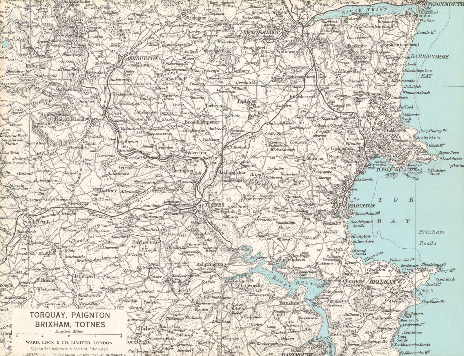 ENGLISH RIVIERA. Torquay Paignton Brixham Totnes Torbay WARD LOCK 1970 old map